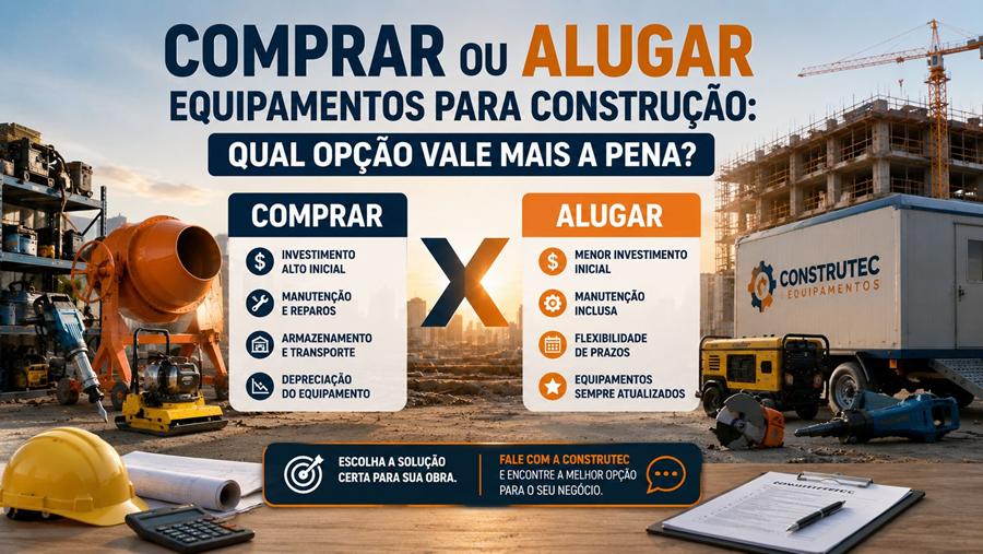 comprar ou alugar equipamentos para construção